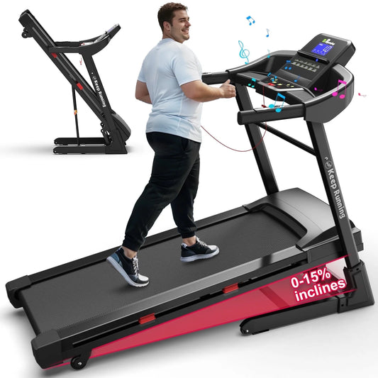 400LBS Capacity 3.5 HP Treadmill with 15% Auto Incline for Home- Heavy Duty Treadmill Foldable with App/Bluetooth - 18 Inch Wide Belt, Folding Treadmill for Home Gym Walking Running Exercise