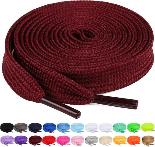 2 Pairs 2/5" Flat Shoe Laces for Sneakers 26 Colors Shoelaces in 27"-72"