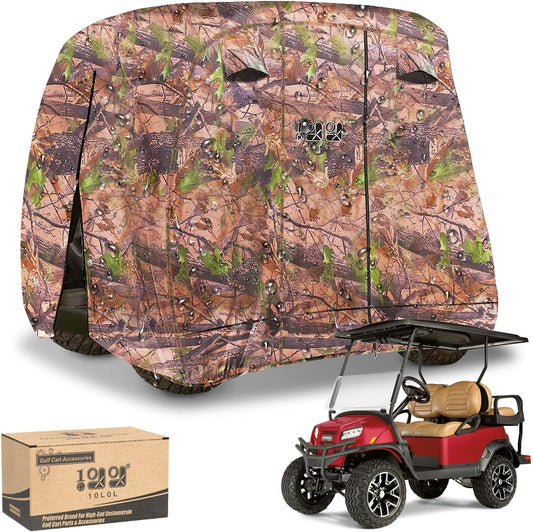 2/4/4+2 Passenger Golf Cart Cover Fits for Yamaha EZGO Club Car, 420D Waterproof Durable Polyester Golf Cart Cover with Three Zipper Doors Windproof Sunproof - Black/Army Green/Sliver